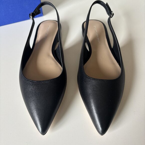 Stuart Weitzman Black Slingback Pointed Toe Flats New with Box - Picture 2 of 8